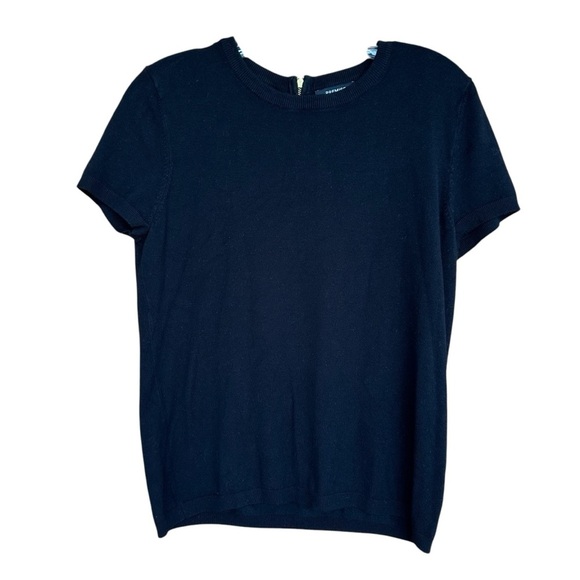 Premise Black Crewneck Short Sleeve Jersey Sweater Tee, Zipper Back, Medium - Picture 1 of 6